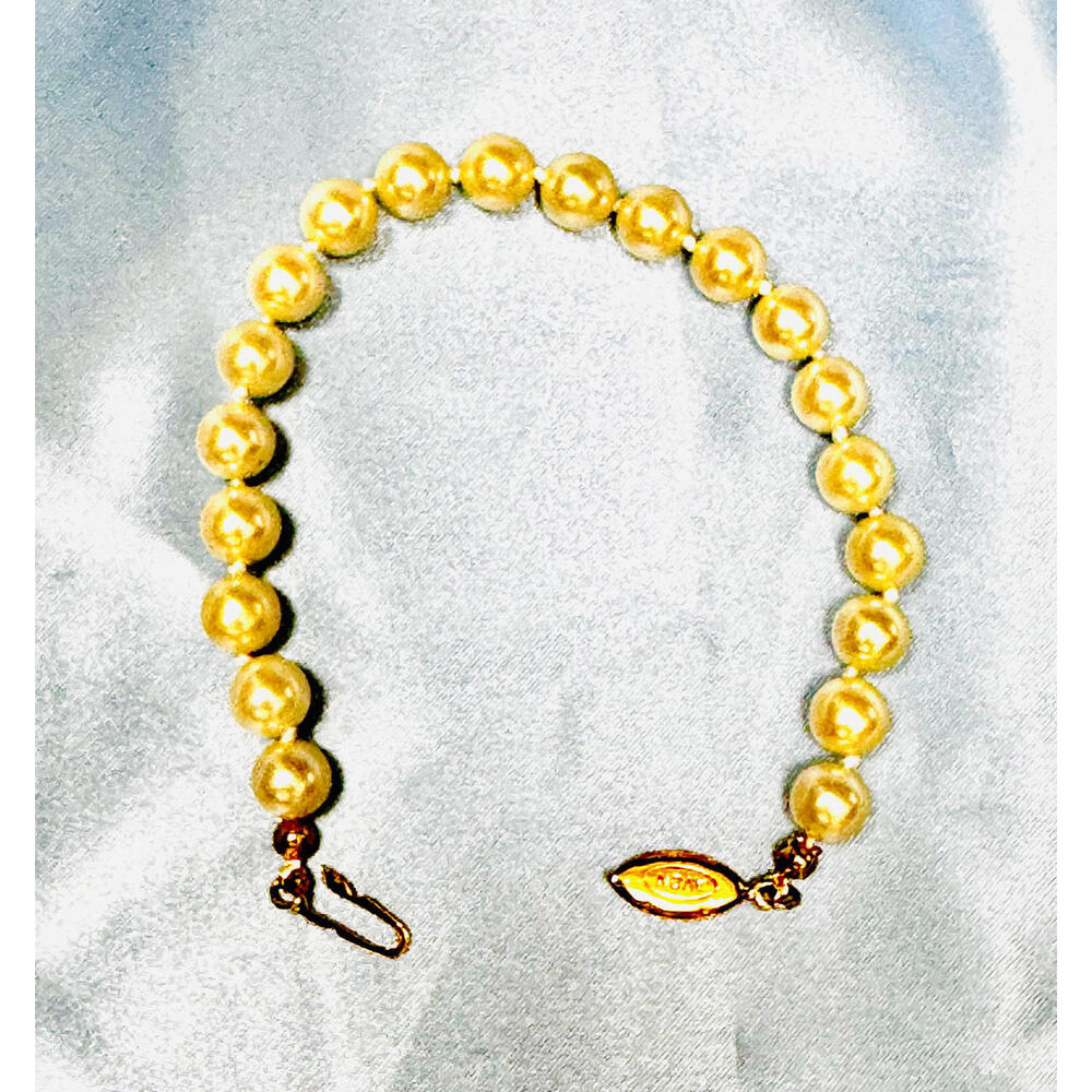 Vintage Avon Faux Cream Colored Pearl  Bracelet with Gold Tone Hook Clasp